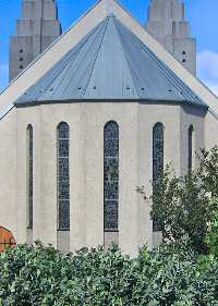 Church at Akureyri - displaying some of the glass from St. Michael's Cathedral 2005