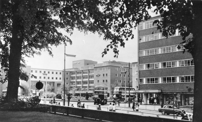 Broadgate viewed from Holy Trinity Church in the 1950s