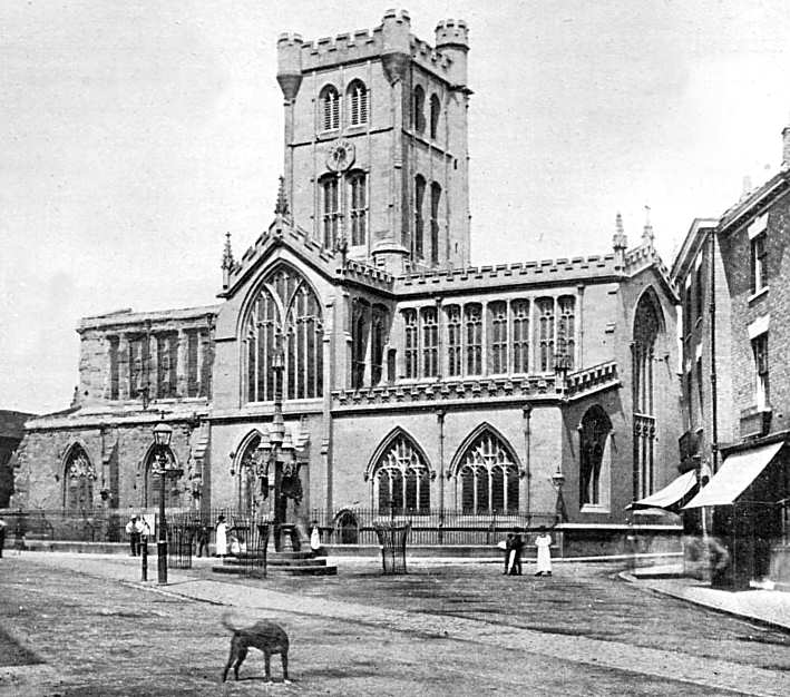 Drinking Fountain outside St. John's church in the late 1870s