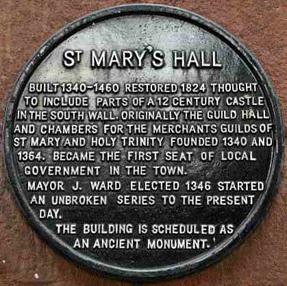 Plaque on the Guildhall
