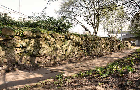 'Inside' (south side) of the wall near Cox Street, looking eastward.