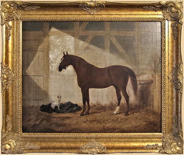 Horse with white dog, painted by Edwin Brown 1853