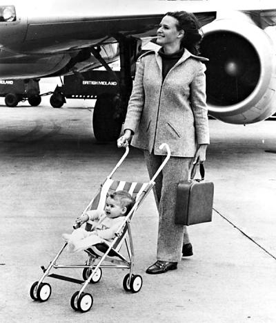 A mum using the famous baby buggy