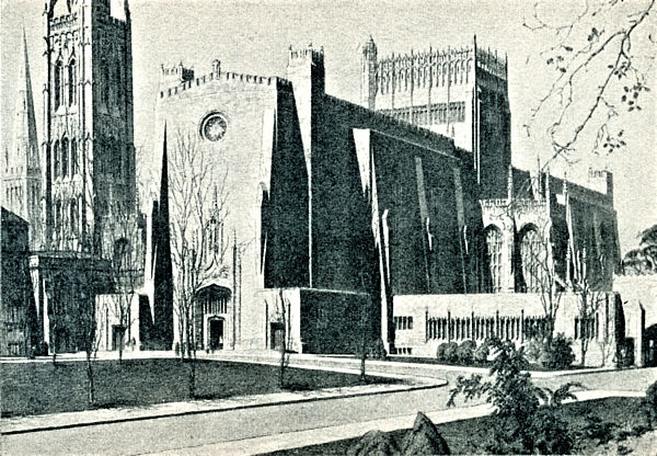 Artist's impression of the outside of Giles Gilbert Scott's Cathedral