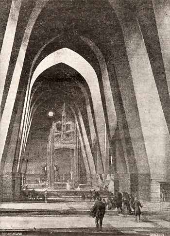 Artist's impression of the inside of Giles Gilbert Scott's Cathedral