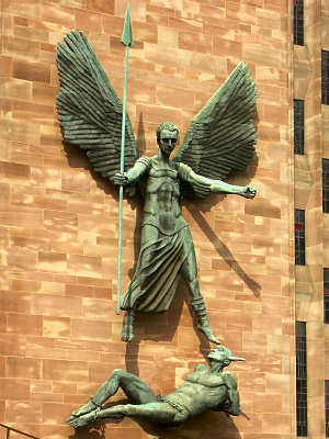 Bronze group of St Michael and the Devil