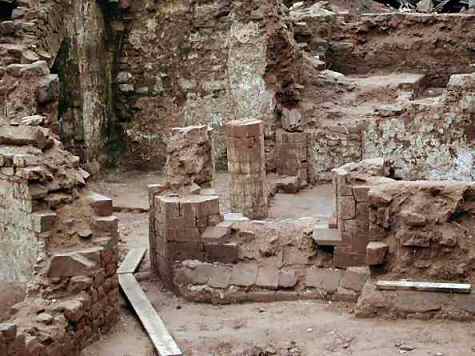 Close up of Excavations of the undercrofts of St. Mary's Priory 2001