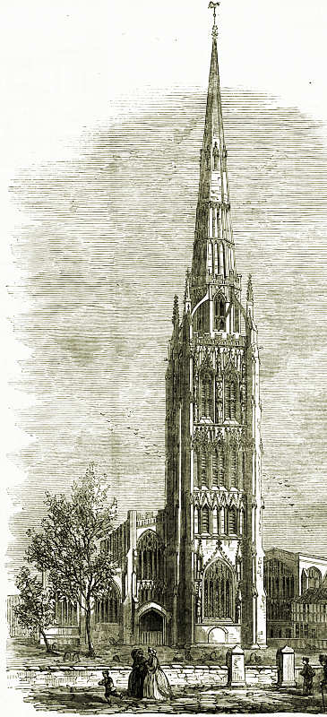 St. Michael's Tower and Spire in 1861 & 2010
