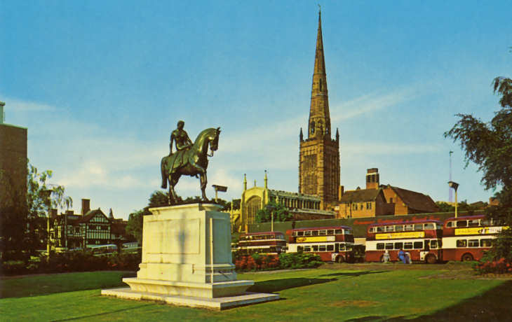 Buses in Broadgate in the 1970s