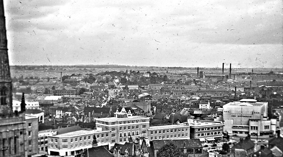 Trinity Street aerial view prewar and 2024