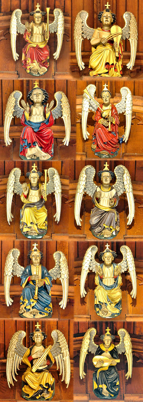 Montage of all the angels on the Guildhall ceiling