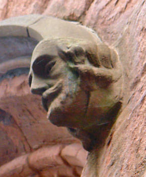 Carving of William Shakespeare on the south side of the Old Cathedral